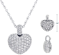 18k White Gold Diamond Pave Heart Pendant 1.80ct
