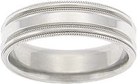 18k White Gold Milgrain Edged Wedding Band