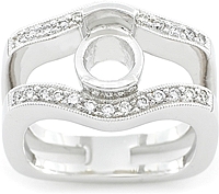 18k White Gold Pave Diamond Half-Bezel Setting by Simon G .27ct tw