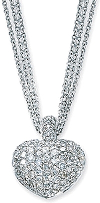 18k White Gold Pave Diamond Heart- 1.77ct TW