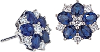 18K White Gold Sapphire and Diamond Floral Earrings