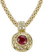 18k Yellow Gold .79ct Diamond and Ruby Pendant