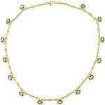 18K Yellow Gold and Light Blue Sapphire Necklace