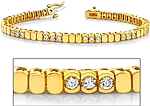 18k Yellow Gold Bracelet with Semi Bezel-Set Diamonds - 1.80ct tw