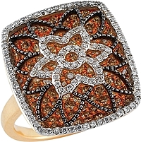 18k Yellow/White Gold Natural Chocolate & White Diamond Ring- 2.08ct TW