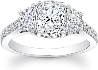 3-Stone Half Moon Diamond Engagement Ring