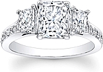 This image shows the setting with a 1.00ct radiant cut center diamond. The setting can be ordered to accommodate any shape/size diamond listed in the setting details section below.
