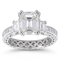 3.02ct Emerald Cut Three Stone Channel Set Tacori Diamond Engagement Ring