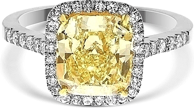 Yellow diamond cushion cut halo engagement rings