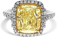 5.03ct Cushion Cut GIA Fancy Light Yellow Diamond Engagement Ring
