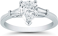 .85ct Pear Shaped Diamond with Tapered Baguettes in a Platinum Setting