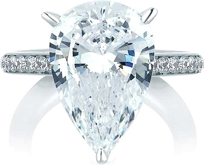 This image shows the setting with a 5.00ct pear shape center diamond. The setting can be ordered to accommodate any shape/size diamond listed in the setting details section below.
