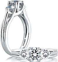 A.Jaffe Three Stone Trellis Diamond Engagement Ring