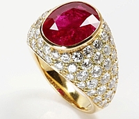 Assael 18k Yellow Gold Diamond & Ruby Ring
