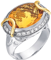 Chad Allison 18K Gold & Sterling Silver Diamond and Madeira Quartz Cocktail Ring