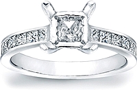 Channel-Set Princess Cut Diamond Engagement Ring w/ Pave Basket