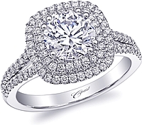 Coast Split Shank Double Halo Diamond Engagement Ring