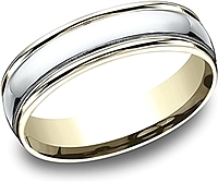 Comfort Fit Two-Tone Wedding Band- 6mm