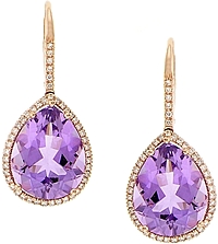 Dana Rebecca 14k Rose Gold Amethyst & Diamond Drop Earrings