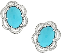 Dana Rebecca 18k White Gold Turquoise & Diamond Earrings