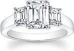 This image shows the setting with a 1.25ct emerald cut center diamond. The setting can be ordered to accommodate any shape/size diamond listed in the setting details section below.