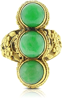 Estate 22K Yellow Gold Jade ring