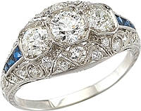 Estate Three Stone Platinum Diamond Ring