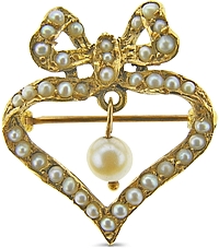 Estate Yellow Gold & Pearl Pin