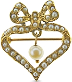 Estate Yellow Gold & Pearl Pin