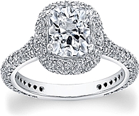 FlyerFit Micro-Pave Diamond Halo Engagement Ring