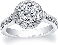 FlyerFit Pave Diamond Halo Engagement Ring