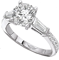 Flyerfit Tapered Baguette & Pave Diamond Engagement Ring