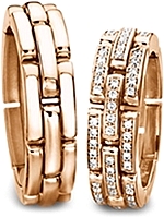Shown here in 18k rose gold with and without diamonds. Each sold separately.