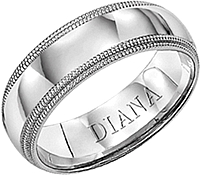 Hammered Center with Milgrain Edge 6mm Wedding Band