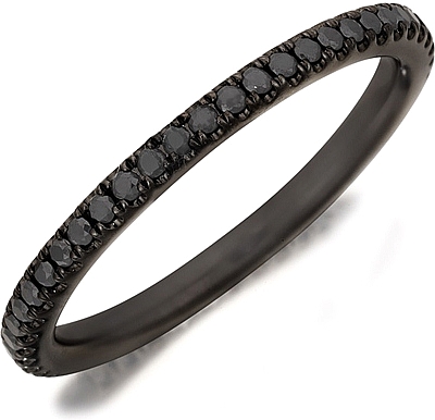 Henri Daussi Black Diamond Pave Band This stylish black rhodium band by