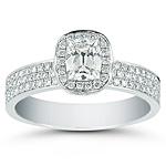Henri Daussi Cushion Cut Triple Band Pave Diamond Ring -1.16ct tw