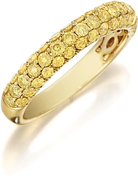 Henri Daussi Domed 3-Row Fancy Yellow Diamond Pave Band