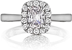 This image shows the setting with a 1.00ct cushion cut center diamond. The setting can be ordered to accommodate any shape/size diamond listed in the setting details section below.
