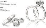 This image shows the setting with its matching wedding band, style # HD WBPL which is sold separately. The center cushion cut diamond is also sold seperately.