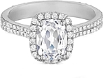 Henri Daussi Pave Diamond Halo Engagement Ring