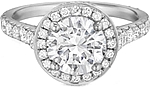 Henri Daussi Pave Diamond Halo Engagement Ring
