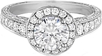 Henri Daussi Pave Diamond Halo Engagement Ring