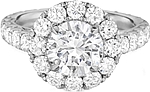 Henri Daussi Pave Diamond Halo Engagement Ring