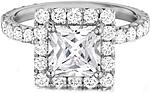 Henri Daussi Pave Diamond Halo Engagement Ring