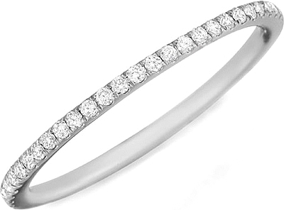 This image shows the wedding band with .25ct round brilliant cut pave set diamonds by Henri Daussi.