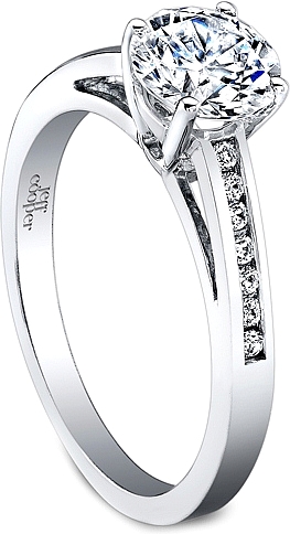 ... Cooper Channel-Set Engagement Ring with Round Brilliant Side Stones