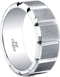 Jeff Cooper Satin Finish Segmented Diamond Wedding Band-7.5mm