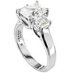 Jeff Cooper Three Stone Emerald Cut Trellis Engagement Ring