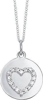 KC Designs 14k White Gold Diamond Disc w/ heart 
