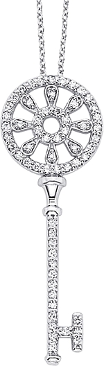 KC Designs 14k White Gold Diamond Key Pendant